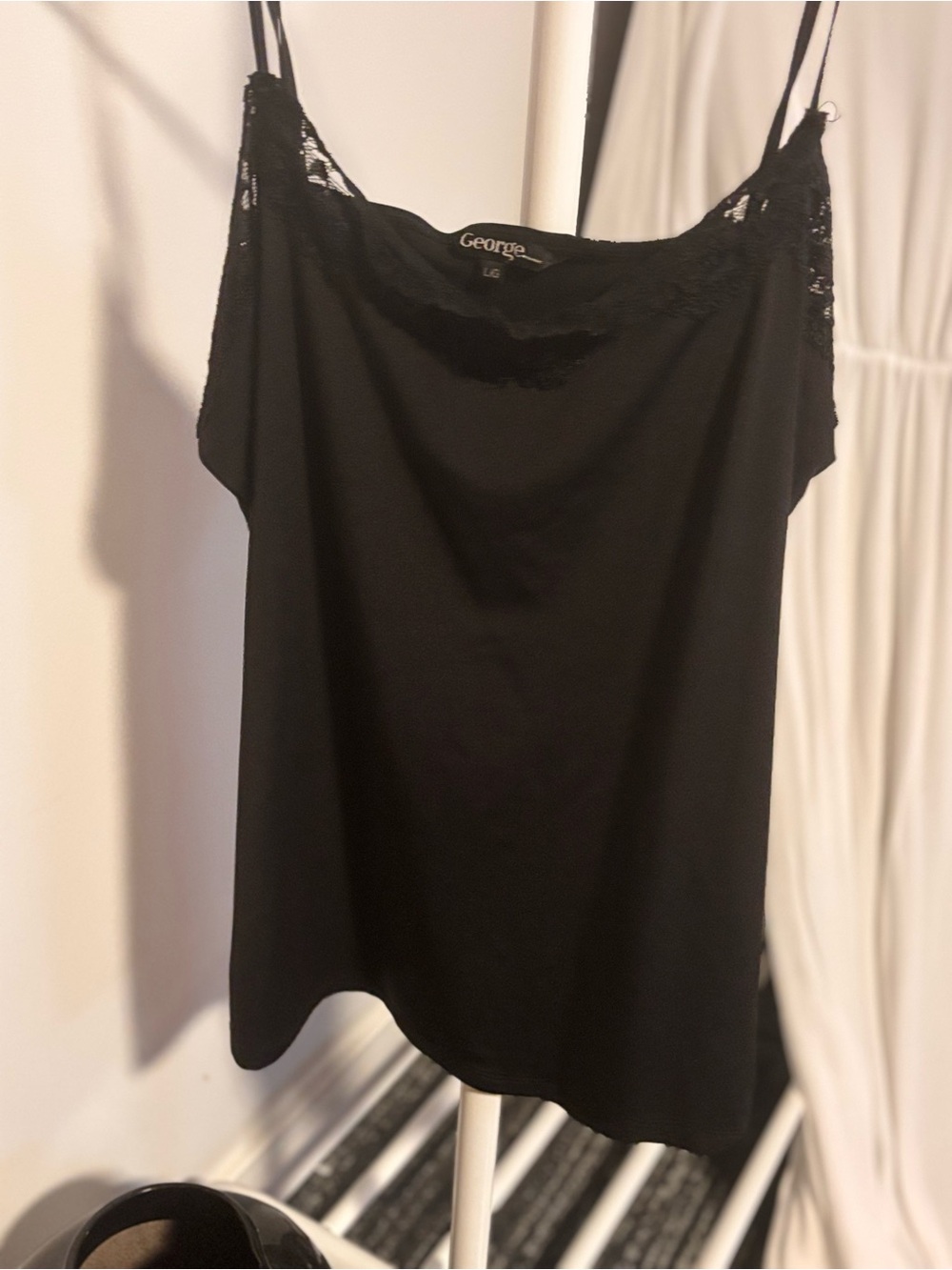 George Black Lace-Trim Spaghetti Strap Camisole